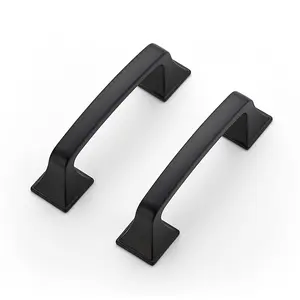 Ravinte Solid Square Foot Cabinet Arch Pull Kitchen Cabinet Handles Matte Black Cabinet Pulls Black Drawer Pulls Kitchen Cabinet Hardware Kitchen Handles for Cabinets Cupboard Handles