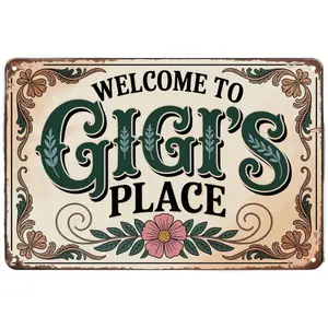Vintage Floral Welcome Aluminium Wall Metal Plaque, 8x12in Sign with Mount, Home Decor for Door, Garden, Kitchen Decoration Items, Beige Summervibes Home Supplies