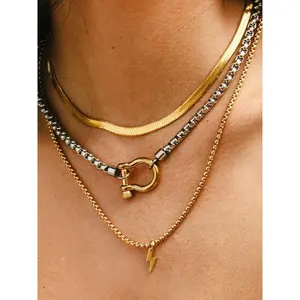 Waterproof Stainless Steel Chain Necklace, Unisex Casual Trendy Non Tarnish Necklace, Fashionable Jewelry Accessories for Women Party, Daily Decor, Trendy All-match & Exquisite Jewelry for Birthday Gift, Fashion Cool Accessories