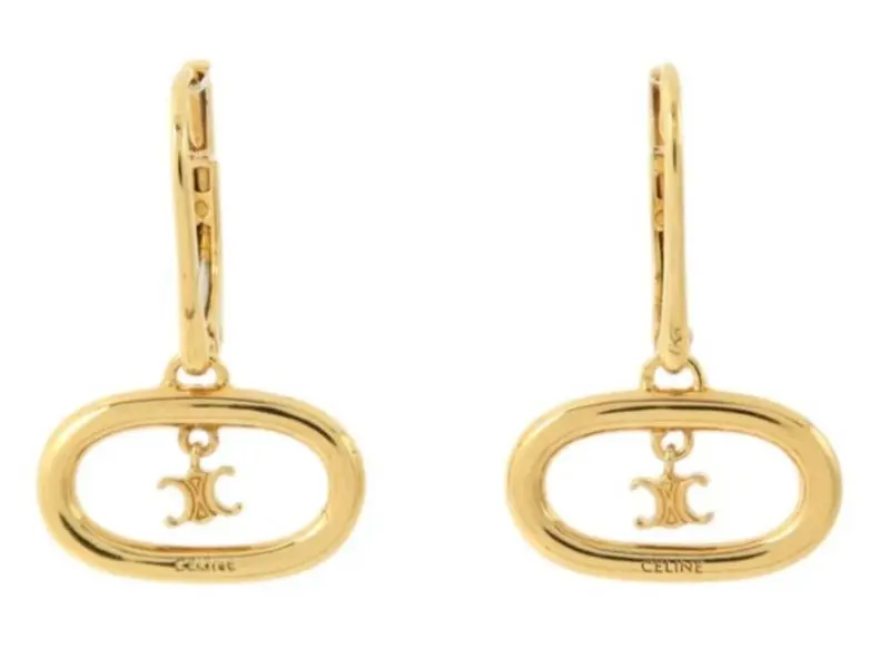 Pre-owned CELINE Triomphe Mobile Earrings Gold Brass