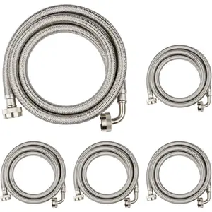 Washing Machine Hoses 4ft, 5 Pack Braided Stainless Steel Washer Hoses with 90  Elbow, Hot and Cold Washer  Line, Universal Flexible Laundry Machine Hose for  Washing Machine