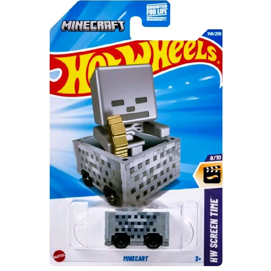 Hot Wheels Minecraft Minecart HW Screen Time 8/10 146/250, Gray, Die-Cast Cars Diecast Toys, 8/10 Scale