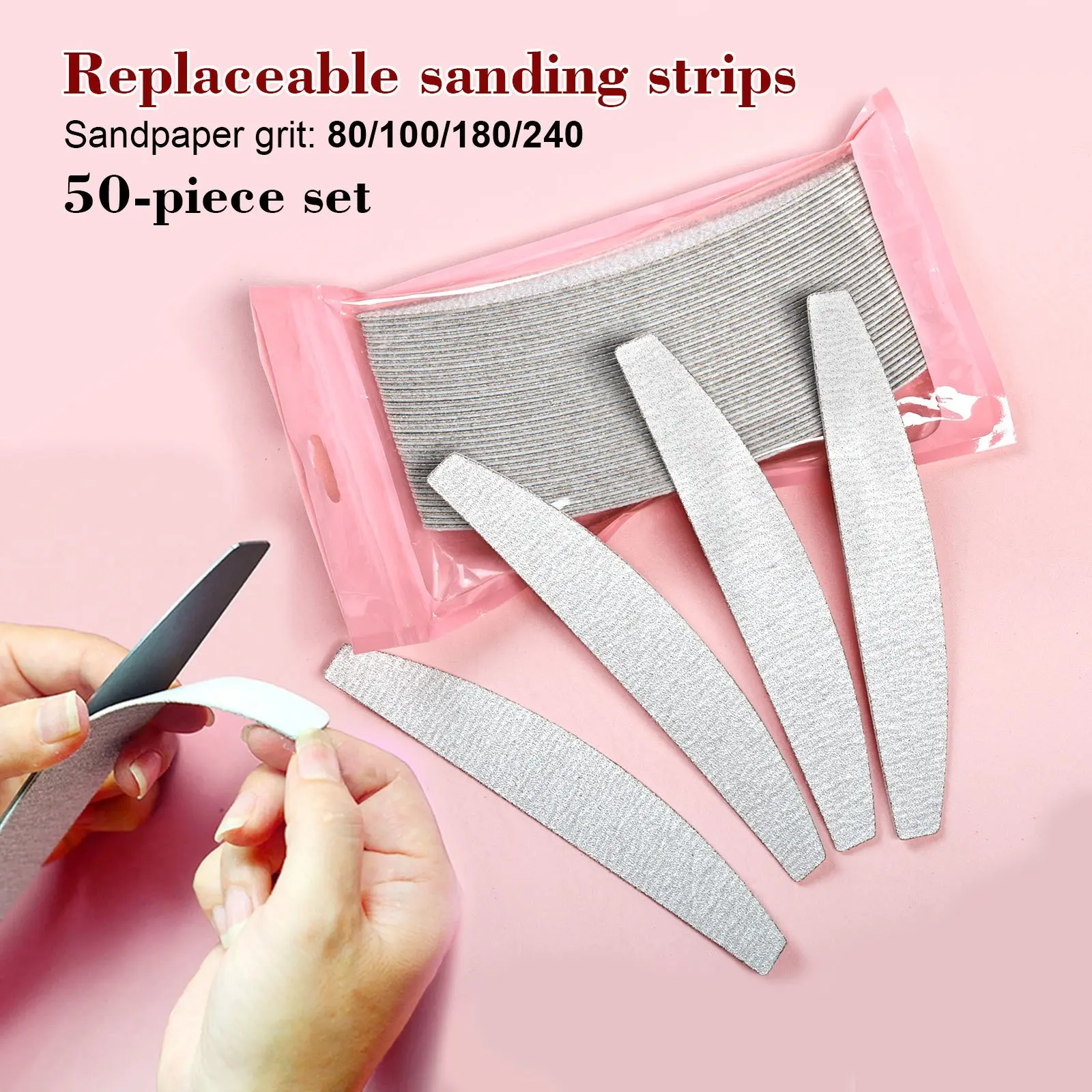 Nail File Set, Nail Art Accessories, Nail Supplies, Manicure, 1pcs steel sheet 50pcs replaceable sandpaper Reusable peel-and-stick nail file Replaceable diamond sandboards with various grit levels Suitable for acrylic nails, DIY, and salon use