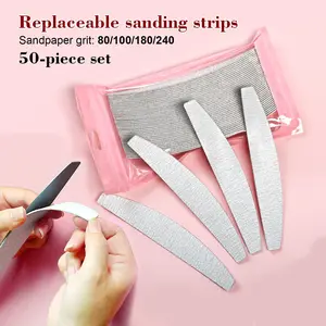 Nail File Set, Nail Art Accessories, Nail Supplies, Manicure, 1pcs steel sheet 50pcs replaceable sandpaper Reusable peel-and-stick nail file Replaceable diamond sandboards with various grit levels Suitable for acrylic nails, DIY, and salon use