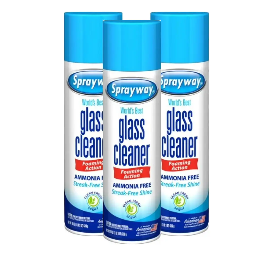 Sprayway Ammonia-Free Foaming Glass Cleaner (3 Pack, 19oz) - Scented, Heavy-Duty Foam Action, Streak-Free Shine, No Drips, No Rinsing, Cleans Dirt, Grease, Grime for Windows, Mirrors, Household Cleaning