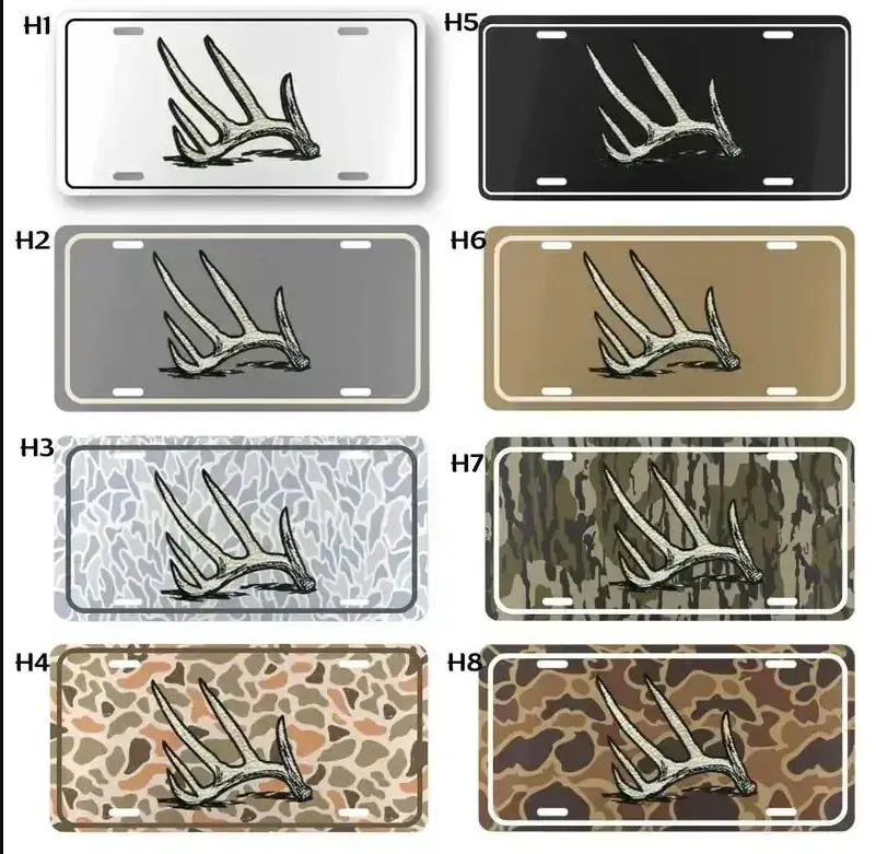 Antler Shed Camo License Plate - Custom Camouflage Deer Antler Vanity Front Car Tag