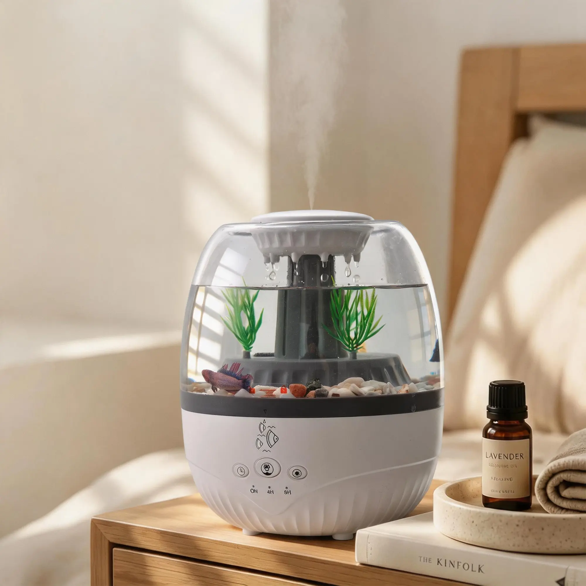 350ml 2026 Teardrop Humidifier - Fish Tank-Style Office Aromatherapy Diffuser with Timer Function, Colorful Lighting, Automatic Shut-Off, Quiet Operation, Ideal Gift for Loved Ones