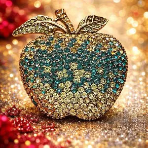Green Apple Rhinestone Fancy Metal Pen Focal
