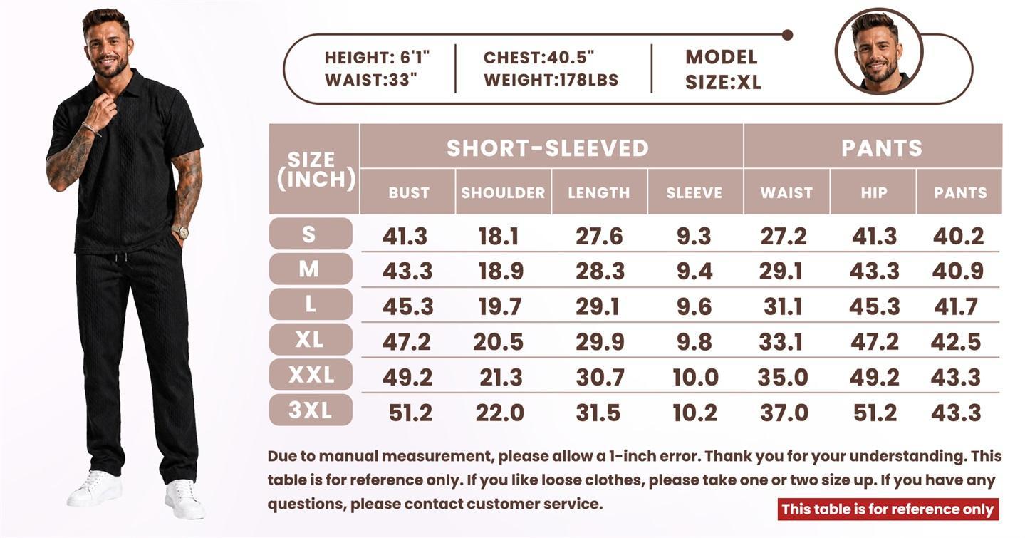 Trending Men’s Polo & Long Pants Set, Jacquard Texture Summer Outfit, Lightweight Breathable Sport Set, Streetwear Matching Set
