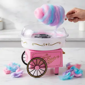 KITCHEN 1000W Household Electric Cotton Candy Machine with Cart Super Cute Design for Variety of Party Candies Easy to Use