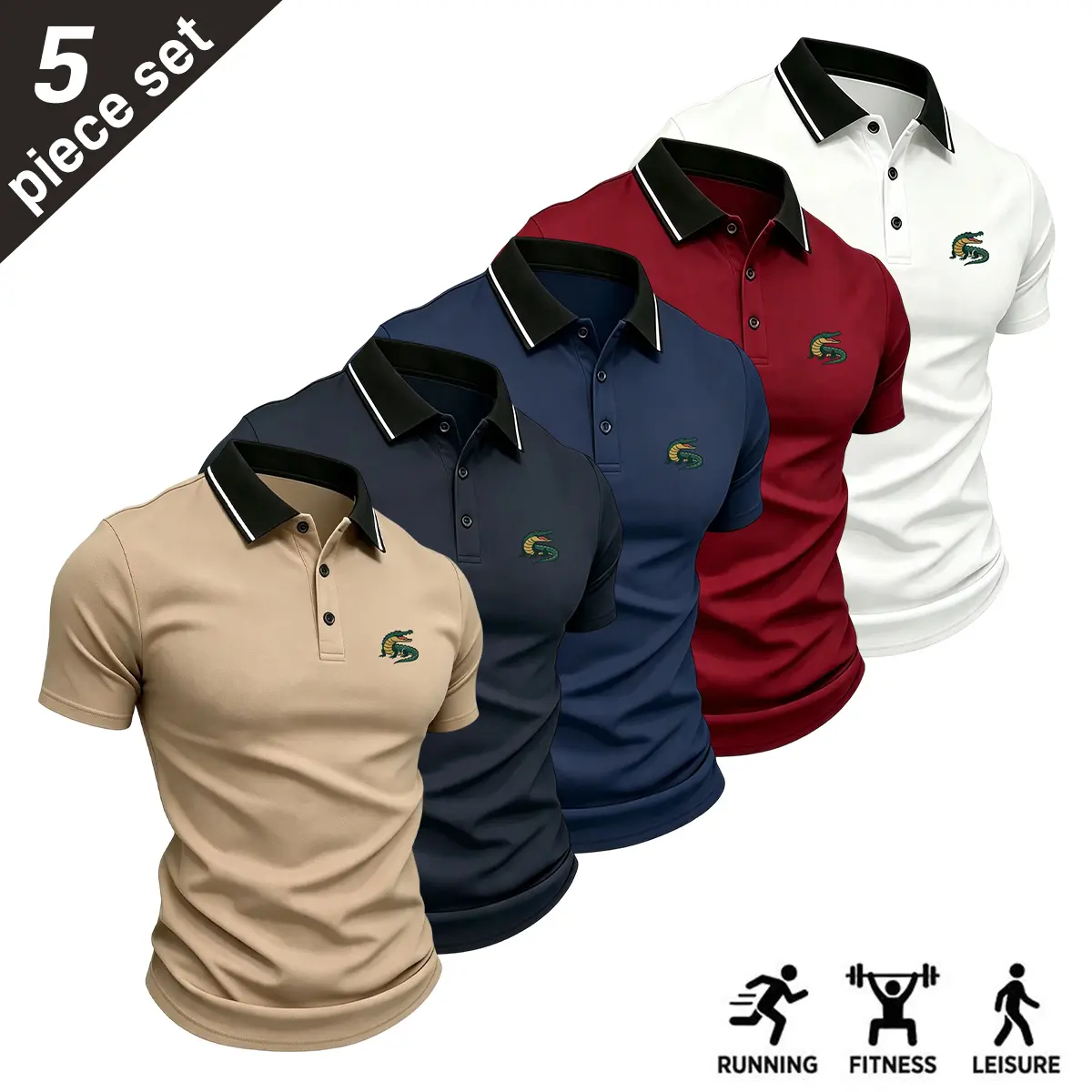 Men’s polo shirt multipack – turn-down collar short-sleeve casual shirts suitable for leisure, everyday life, home, and office/work.