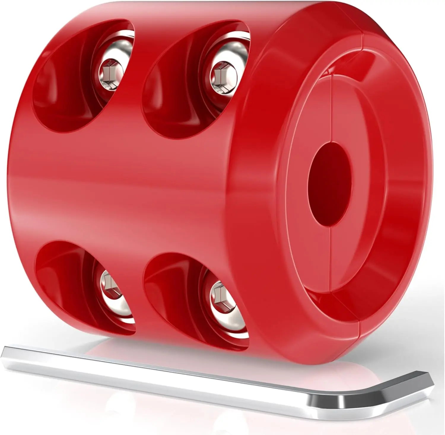 Red Rubber Winch Stopper Hook - Car Accessories with Shock Absorption, Vehicle Rope Line Saver Parts for ATV UTV SUV Jeeps, Includes Allen Wrench, Split Plug Compatible