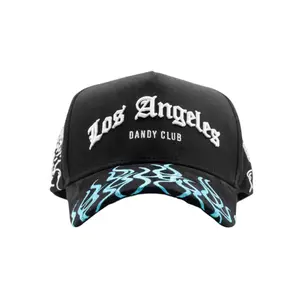 Dandy Hats Los Angeles Dandy Club Premium Streetwear Snapback – Black Adjustable Unisex Hat for Men & Women Featuring Bold Embroidery and Flame Brim Detail Inspired by Modern Street Fashion