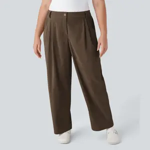 Halara Mid Rise Button Zipper Side Pocket Plus Size Corduroy Casual Pants