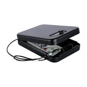 Gun Safe for Pistols Small Handgun Lock Box with Combination Lock Portable Travel Pistol Safe for Car, Home, Travel
