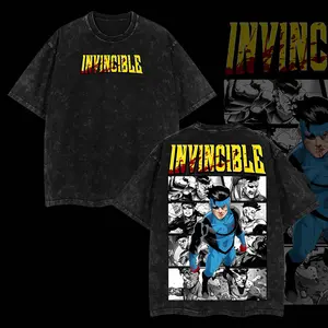Superstyle Limited Edition Emperor Mark Grayson Invincible War Comic Double Printed Oversize Lightweight Acid Washed Tee TV Series Graphic Tee T-Shirt