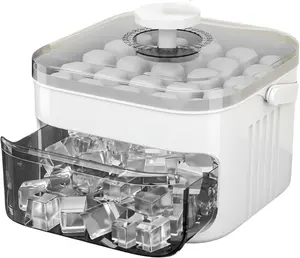 White Ice Cube Maker with Lid Large Capacity Storage Home Kitchen Freezer Use