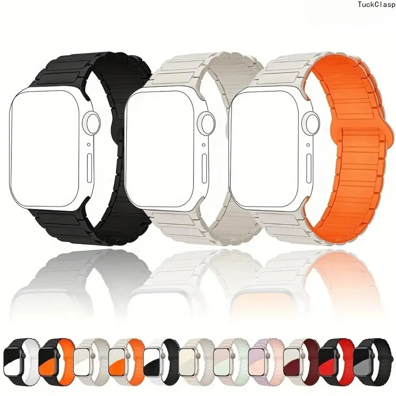 Magnetic Silicone Smartwatch Band – Soft Adjustable Sport Strap, Secure Fit for 38–49mm Sizes, Great for Spring & Summer Outdoor Wear