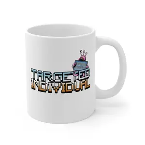 Targeted Individual Mug — Retro Pixel Alien Graphic Coffee Cup