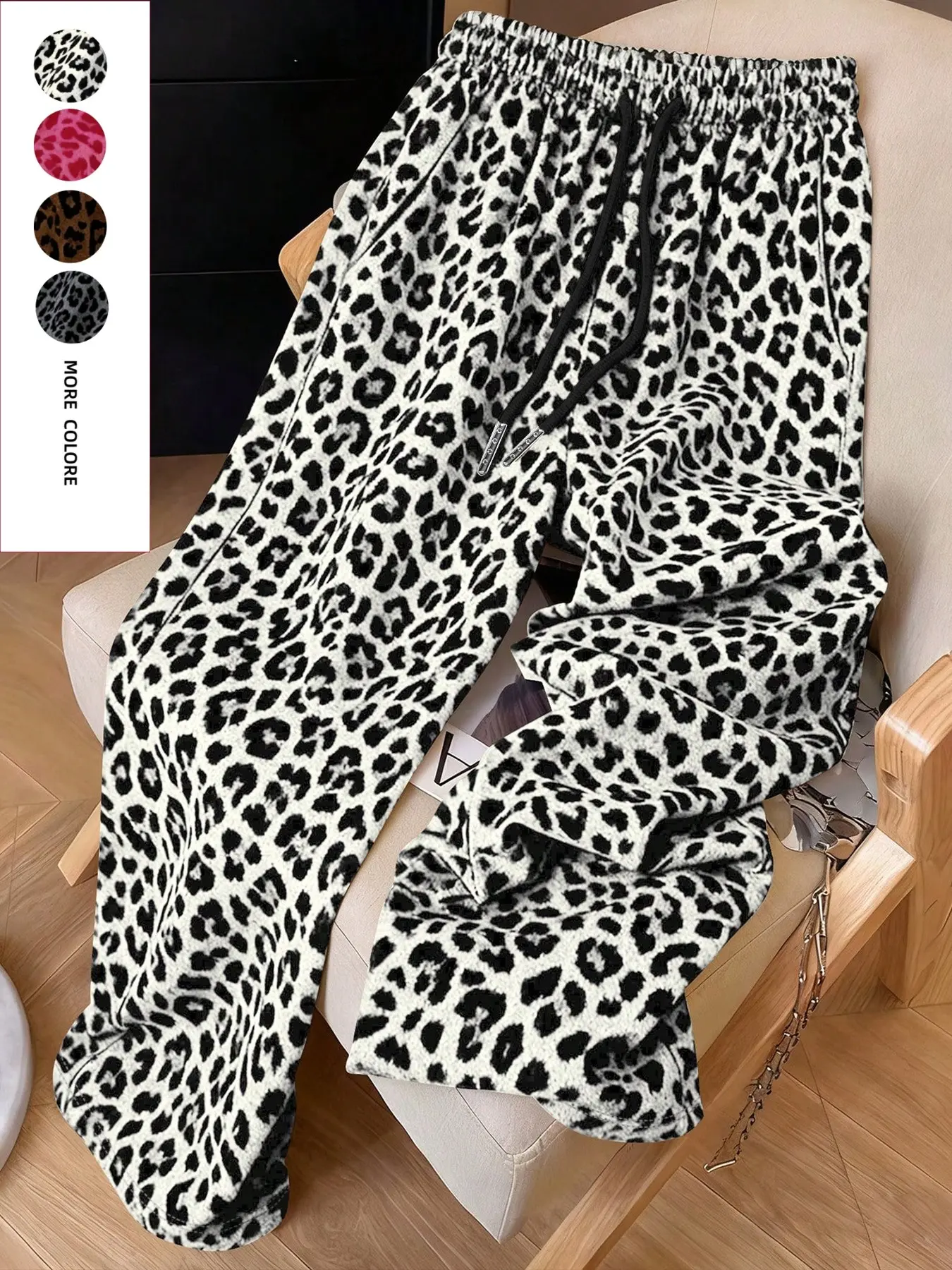Women's Leopard Print Sports Pants, Athleisure Style Bottoms, Summer Outdoor Bottoms, Y2K Retro Style, American Fashion Streetwear, Comfortable and Stylish Design, Perfect for Casual Travel, Loose Bottoms
