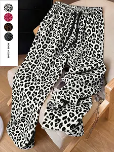 Women's Leopard Print Sports Pants, Athleisure Style Bottoms, Summer Outdoor Bottoms, Y2K Retro Style, American Fashion Streetwear, Comfortable and Stylish Design, Perfect for Casual Travel, Loose Bottoms