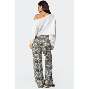 Camo & Bow Low Rise Baggy Jeans