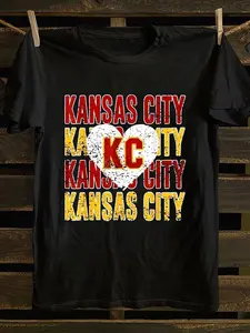 Kansas City Vintage T-Shirt - Bold KC & Distressed Print, Multi-Color KANSAS CITY Text, Casual Cotton Tee Suitable for Retro Fashion, Perfect Gift for Sports Fans & City Pride, Casual Attire, Urban Outfit (Style), PLUS SIZE