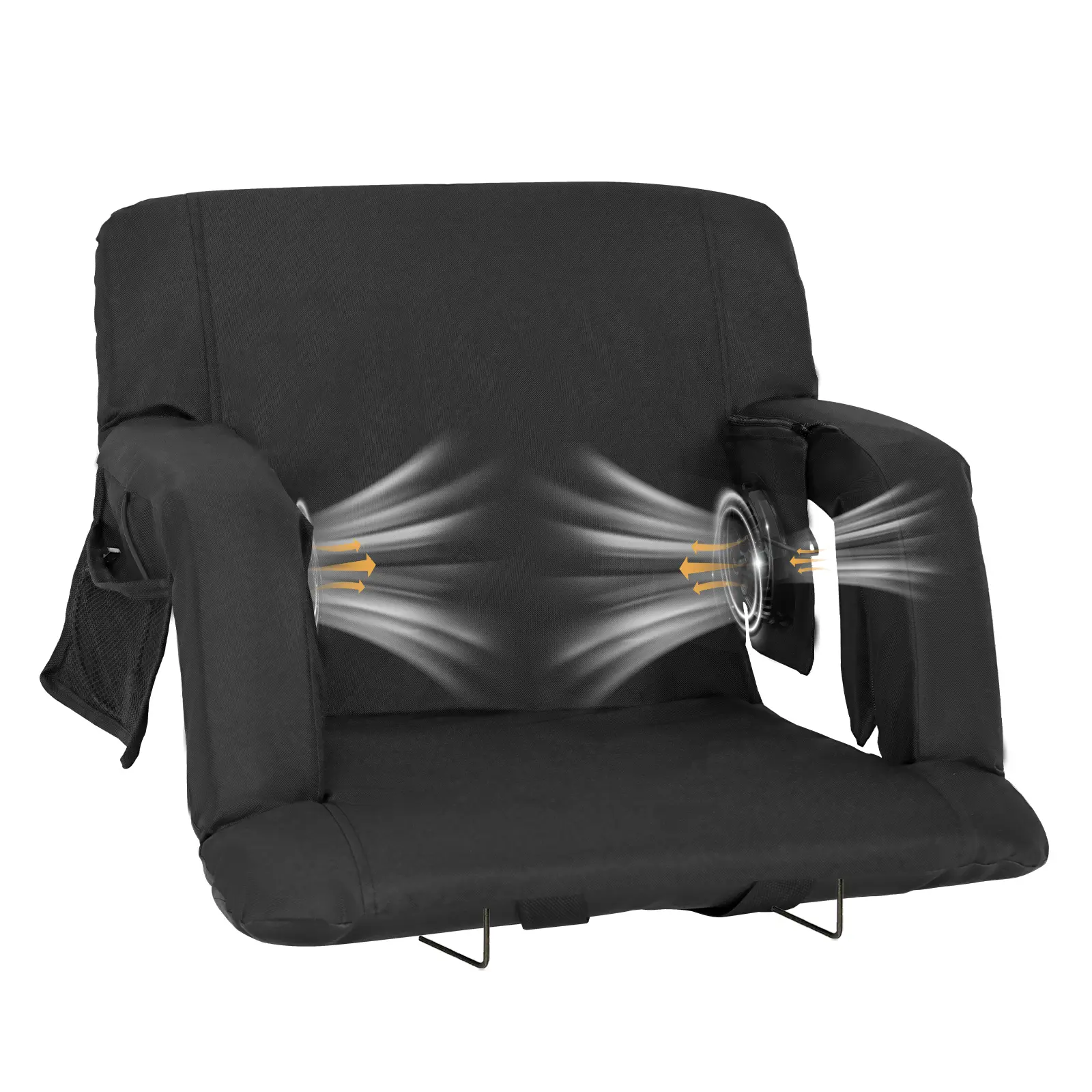 LILYPELLE Heated Stadium Seat with Back Support, Portable 600D Oxford Padded Bleacher Chair with 6 Reclining Positions, 2 Fixed Methods, and Built-in Button for Sports & Camping, Beaches, Avoid Muscle Soreness, Ergonomic, Temperature Control, Unisex, Oxfo