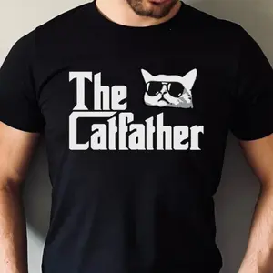 The Catfather Personalized Custom Cat Dad Shirt, Cat Dad Shirt, Gift For Him, Fathers Day Shirt, Personalized Cat Shirt for Men,Father's Day T-shirt,men's T-shirt,Short Sleeve