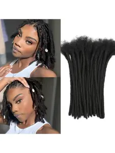 60 Strands Handmade Dreadlock Extensions - 4-16 Inch Human Hair Locs, 0.6cm Thickness, Natural Black Boho Locs, Can Be Dyed & Curled, Unisex For Men & Women, Adds Length & Fullness For Bold Styling