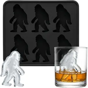 2026 New Bigfoot Ice Mold, 6 Cavity Monster Ice Tray Sasquatch Shape Silicone Ice Cube Mold,
