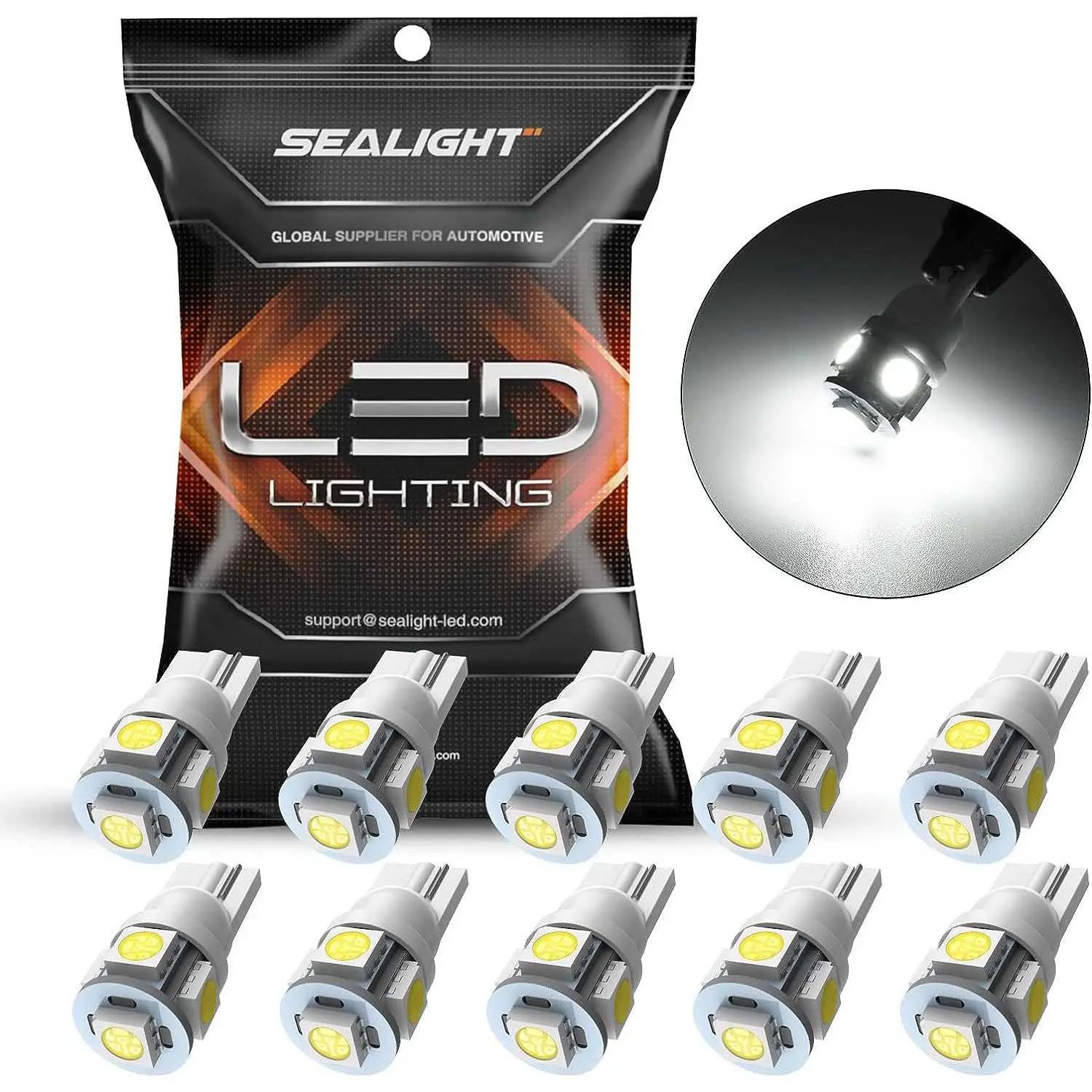1992 Plymouth Acclaim T10/194/168/W5W LED Side Marker License Plate Light Dome Map Trunk Interior Light Bulbs White SEALIGHT
