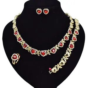 HUGS & KISSES XO Unisex Matching Jewelry Set - Gold-Plated #77 Standard-Size Bracelet, Valentine's Day Red Robe Themed Costume Accessory