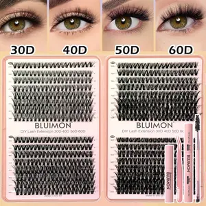 640 Pcs Lash Clusters Kit Natural Individual Lashes Wispy Eyelash Extensions 8-16mm DIY Lash Extension Kit Lash Bond and Seal Waterproof, Lash Applicator, Thick False Eyelashes Kit