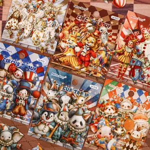 16pcs Circus Sticker Pack, Funny Stickers, Hard Card Material, Creative Decoration for Notebooks, Water Bottles, Scrapbooks, Photo Frames, Crafts