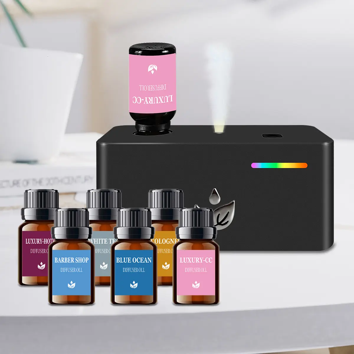 Cordless Portable Scented Cool Mist Aroma Diffuser Freshener - 10ml Essential Oil Bottle (18mm Threads), Silent Noiseless Operation, 3 Cycles, Customizable, Indoor Long-Lasting Home Fragrance Travel Home Decoration Accessory, Three Cycles