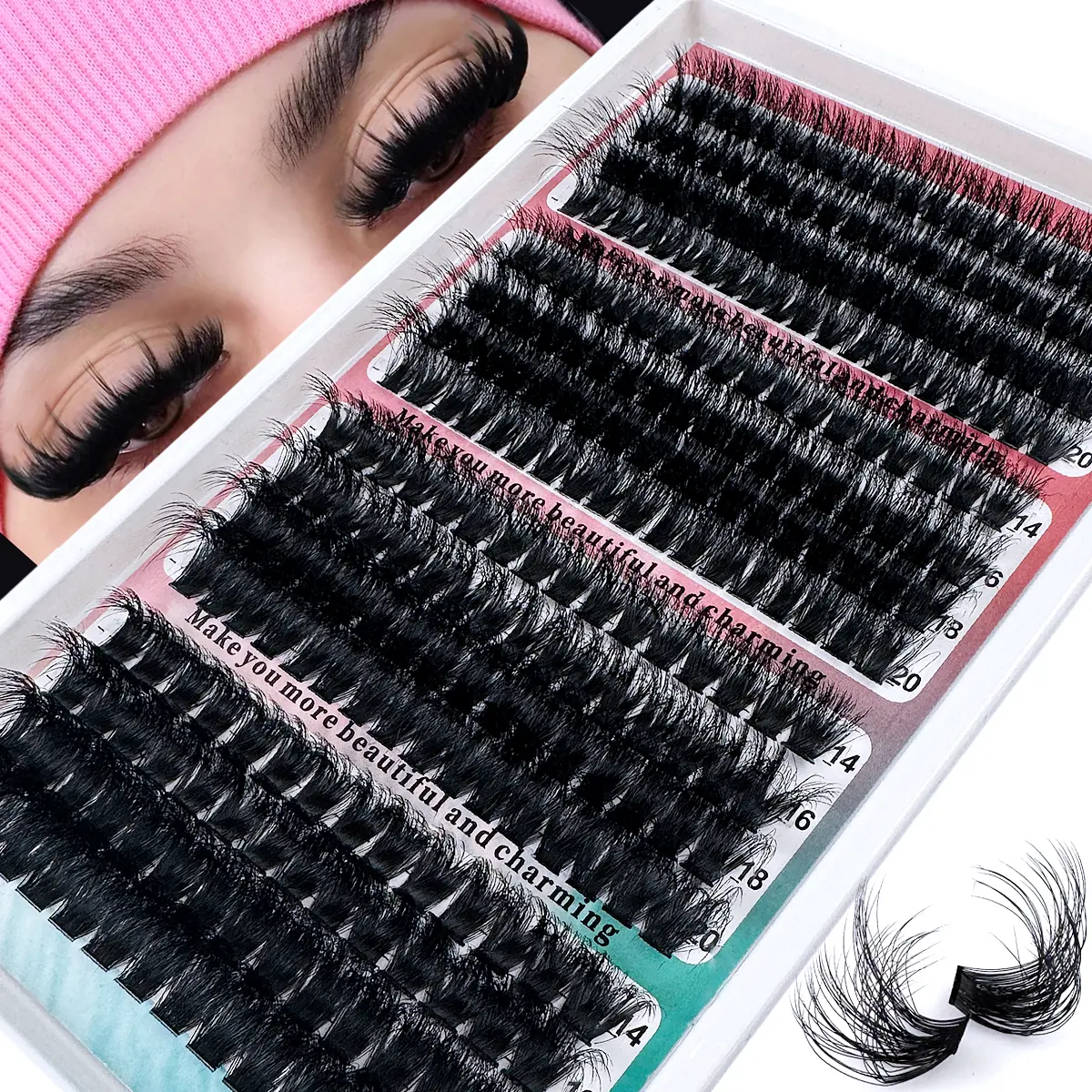 UMIRYAO 296pcs/272pcs Cluster False Eyelashes Set - 0.07mm, Mixed Length 14-20mm, DD Curl, Natural Fluffy Style, Dramatic Lashes, Reusable, Suitable For Beginners Lash Clusters, Eyelash Clusters, Individual Eyelashes, Lashes, Fake Lashes