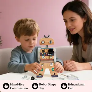 Mechanical Engineer Screwdriver Set, Wooden Robot Shape Toy, Assembly Kit, Hand-Eye Coordination Skill Builder, Educational Puzzle Toy, Visual Learning Tools
