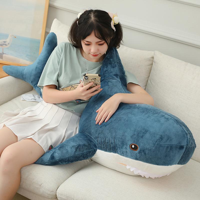 Simulated Shark Sea Creature Blue Pink Grey Fish Toy  Super soft Dolls Cartoon Pillow Bed Decor Birthday Gift for Girls Boys
