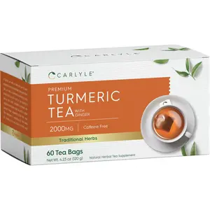 Carlyle Turmeric Tea Bags with Ginger | 60 Count | Caffeine Free | Non-GMO & Gluten Free Herbal Tea Supplement