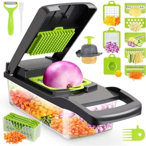 New Deal - Vegetable Chopper, Multifunctional 13-in-1 Food Choppers Onion Chopper Vegetable Slicer Cutter Dicer Veggie chopper with 8 Blades,Colander Basket,Container for Salad Potato Carrot Garlic