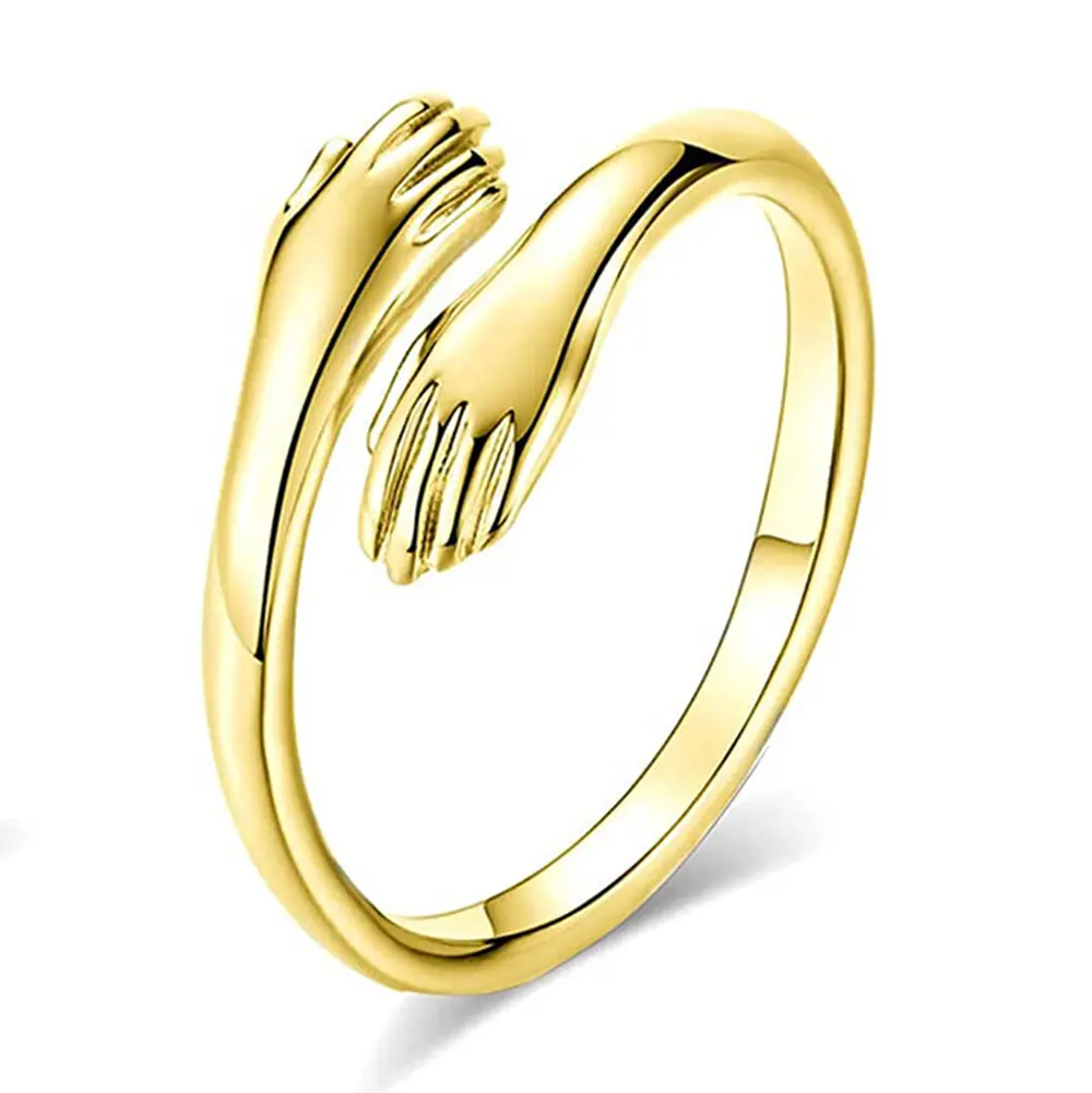 Hugging Hands Rings Adjustable Couple Hug Rings Embrace Statement Promise Ring Jewelry Gifts