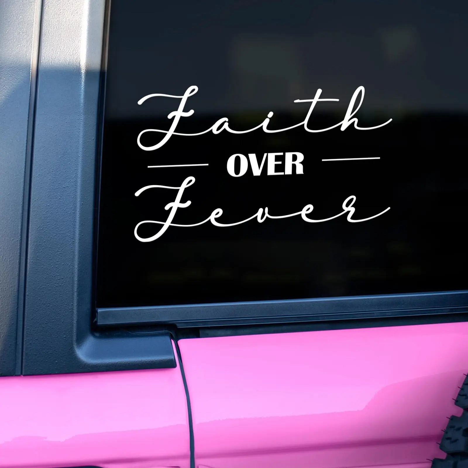 Faith Over Fever Joy Car Decal, Inspirational Decals for Vehicles, Positive Affirmation Vinyl Waterproof Bumper Sticker for Car, Truck, Wall & Window