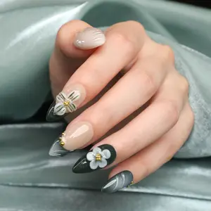 Acrylic Almond Shape Press-On Nails Collection from MuseMoodNails Rich Vibrant Colored Vibe for Occasion Party Daily Wear