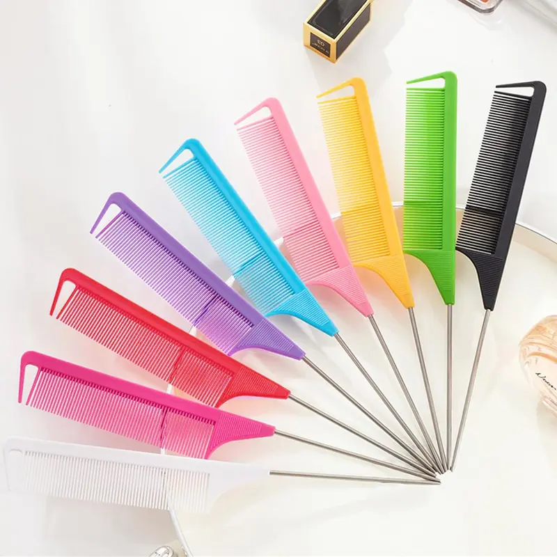 Hair Styling Comb Set, 9 Counts/set Needle Tail Comb, Heatless Hair Styling Tool for Salon & Barber Shop & Home Use