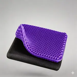 Double-Thick Gel Seat Cushion Honeycomb Breathable Non-Slip Cover 16.5x14.5 in Pressure Relief for Office Car Wheelchair Elastic Furniture Protector