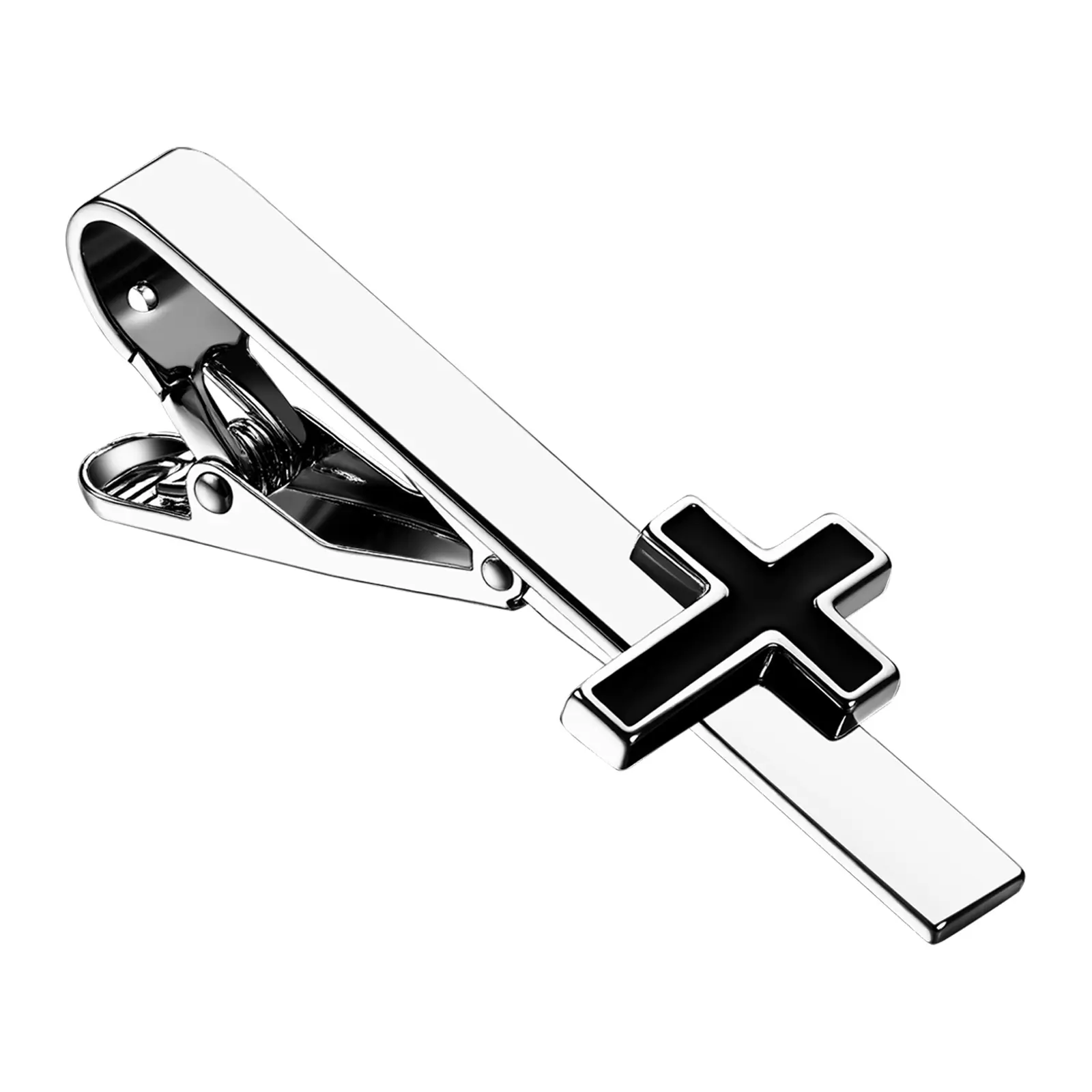 OIDEA Male Vintage Silver-Copper Cross Tie Clip - Classic Christian Religious Accessory with Durability, Minimalist Formal Tie Clips & Pins for Business, Wedding Anniversary Events, Secure Fit