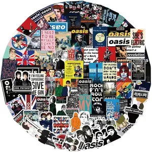Oasis British Rock Band Stickers (50/100 Pcs) - Vintage Music Poster Decals for Luggage, Devices & Music Fan Collection Self Adhesive Stickers