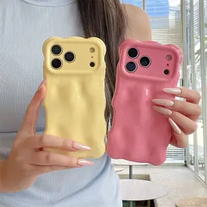 Waves Cute Cream Phone Accessories for iPhone17 Air 16 15 14 13  Pro Max Plus Protection Protector,Decorative Phone Protector Cover,Girl Casing lovely