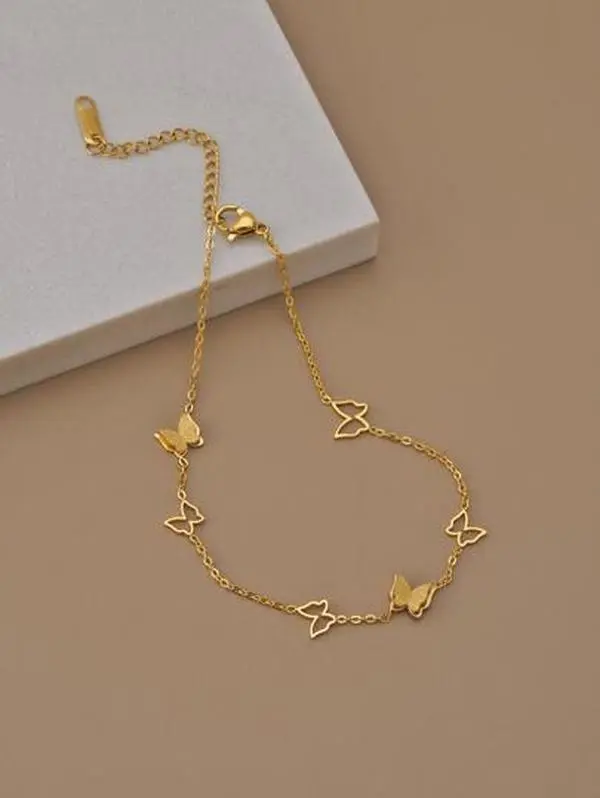 Butterfly Anklet for Women - Delicate Chain with Charm, Adjustable Dainty Ankle Bracelet